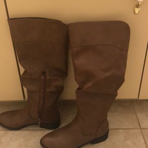 Brown knee length boots